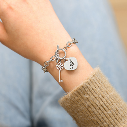 Personalized Initial Engraved Heart Memorial Bracelet