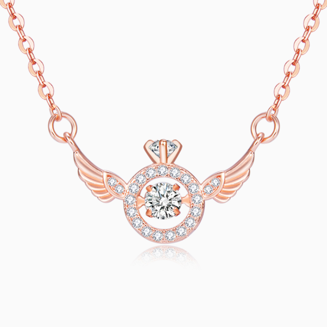 Wherever You Go, Your Angel Watches Over You Wings Necklace