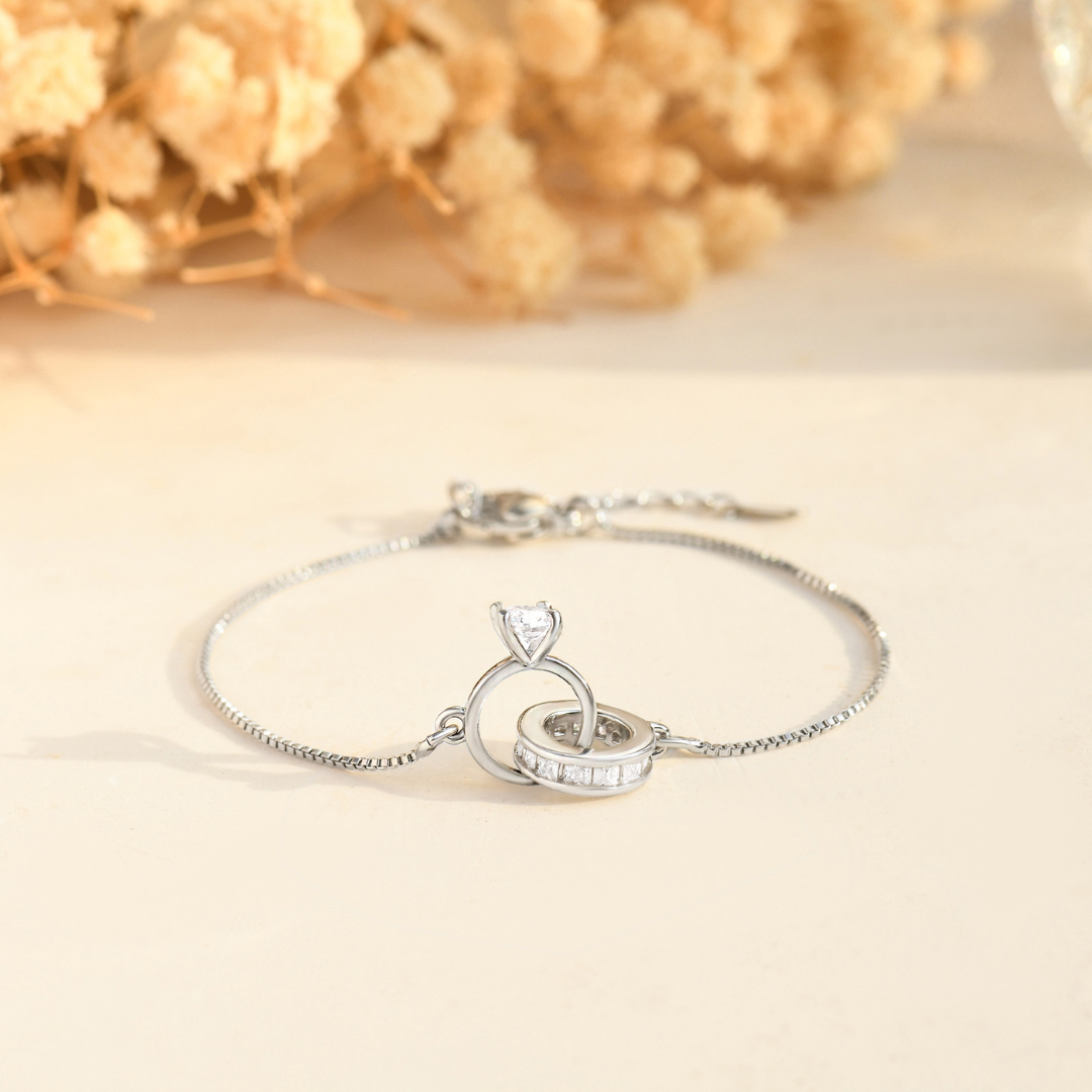 To My Wife, I Am a Part of You Interlocking Diamond Bracelet