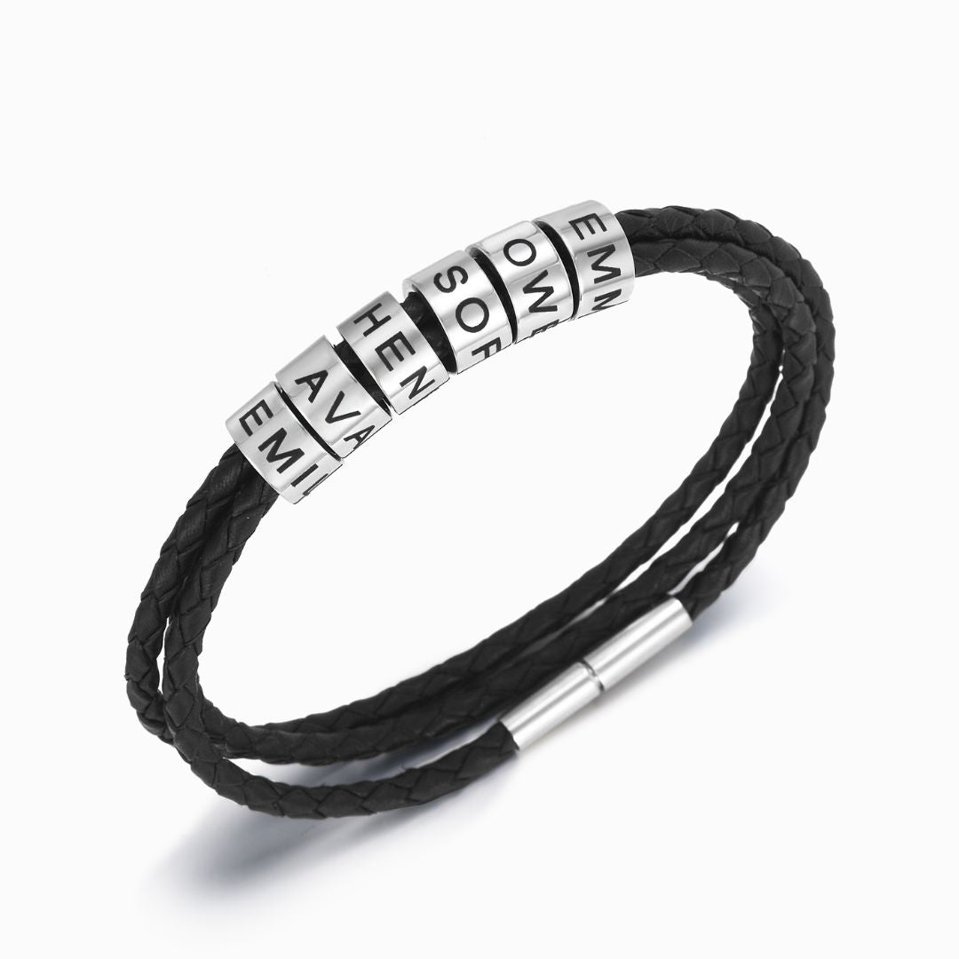 To My Man, Love You Forever Personalized Beads Leather Bracelet