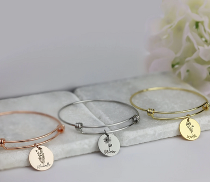 Birth Month Flower Bracelets for Women Mom Gifts