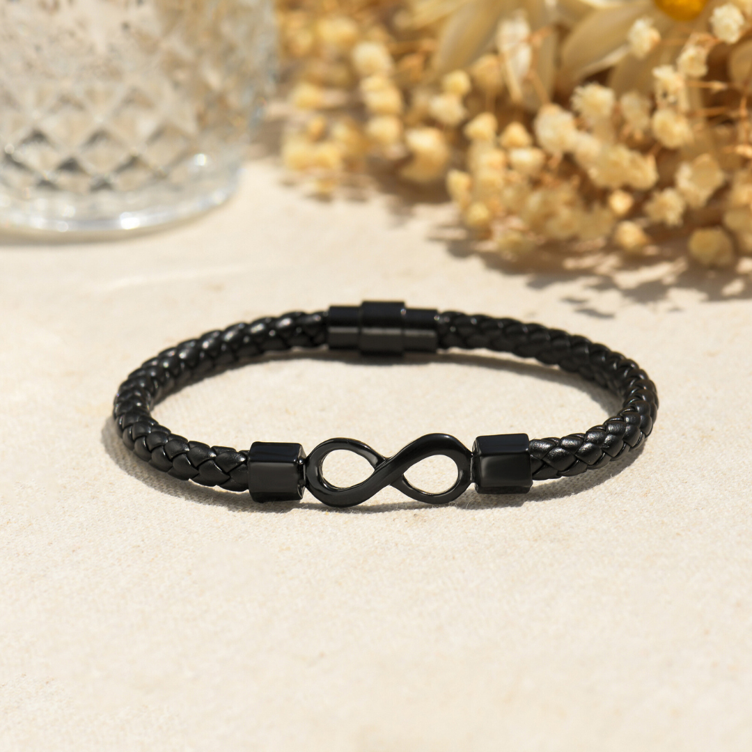 To My Wife, Feel My Love Infinity Leather Bracelet