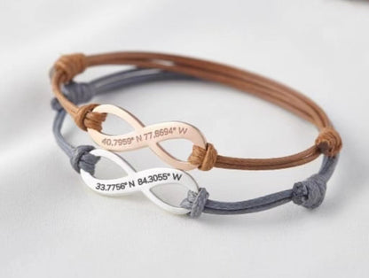 Koordinaten-Lederarmband|Valentinstagsgeschenk für Sie und Ihn 