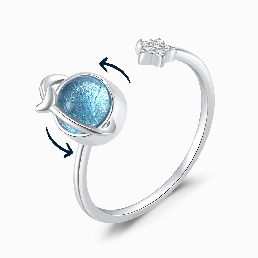 Anillo giratorio para aliviar el estrés, estrella y luna, para mi hija