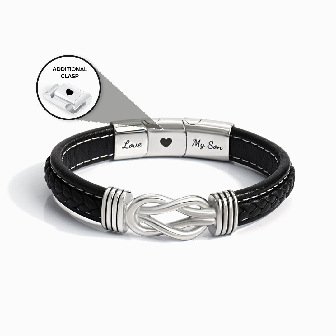 “Mother and Son Forever Linked Together" Braided Leather Bracelet