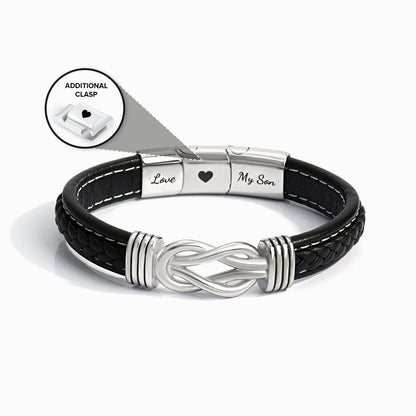 “Mother and Son Forever Linked Together" Braided Leather Bracelet