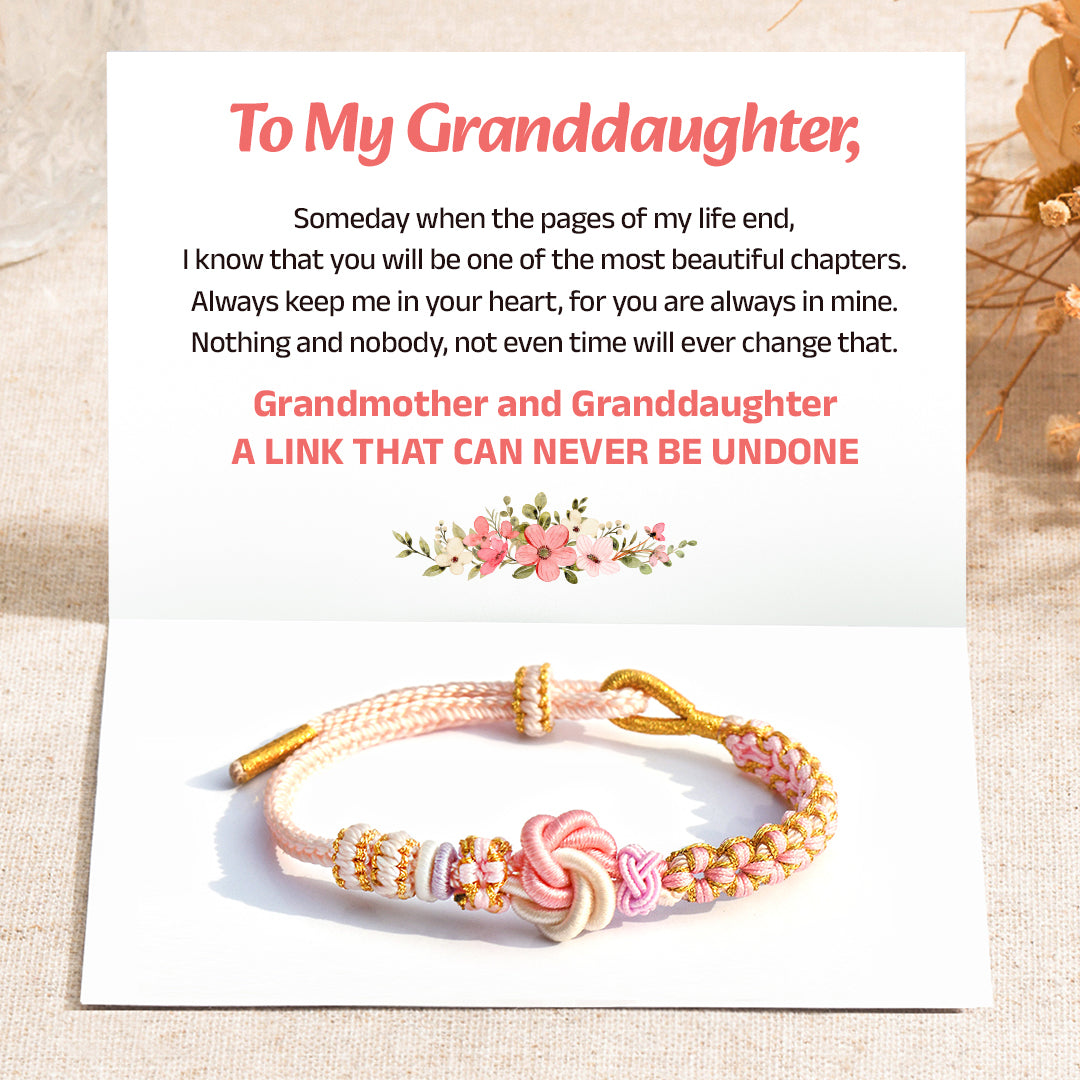 “Grandmother & Granddaughter Forever Linked” Peach Blossom Knot Bracelet