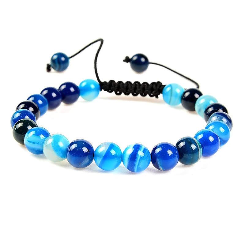 Natural Healing Power Gemstone Crystal Beads Unisex Adjustable Macrame Bracelet