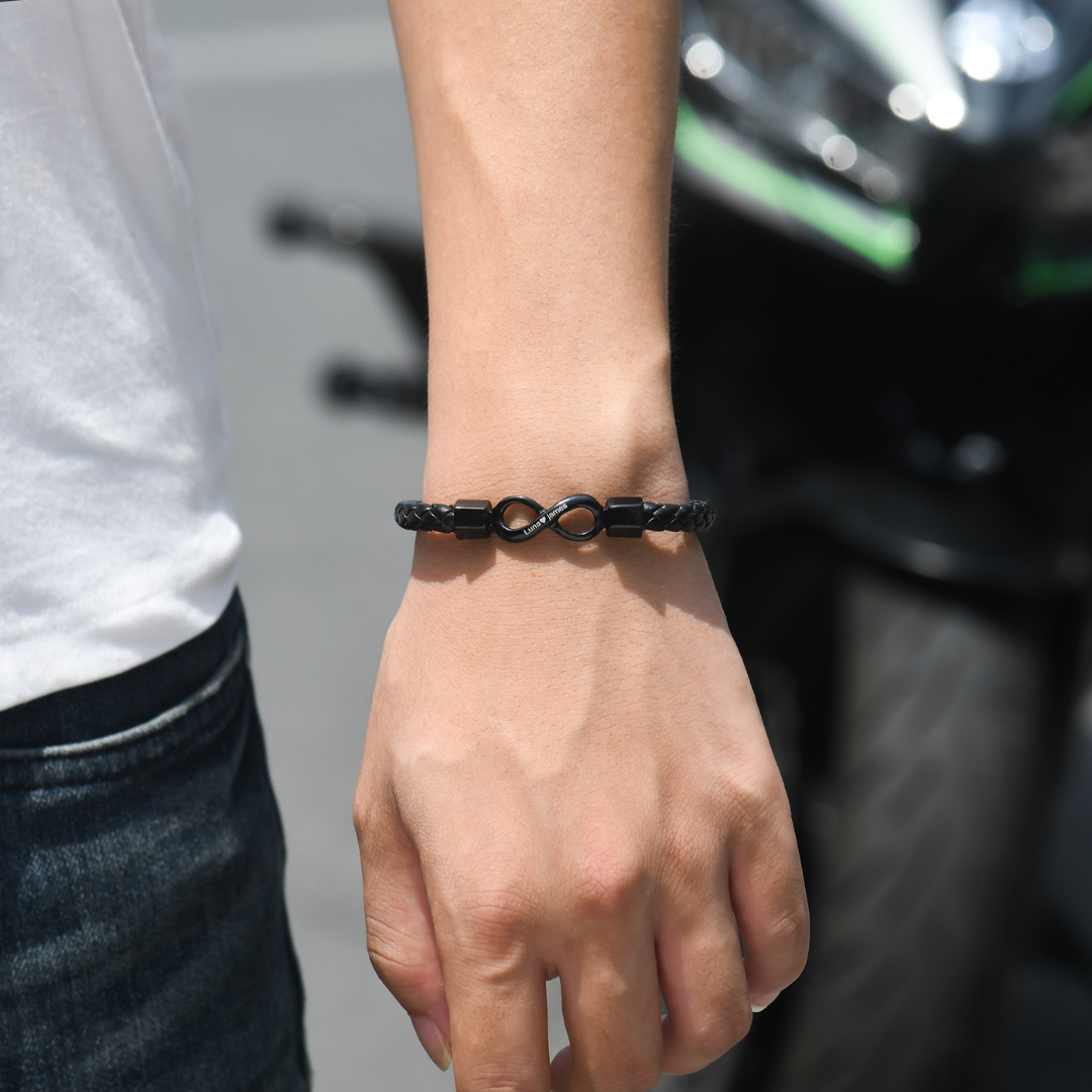 To My Man, pulsera personalizada de cuero infinito con doble nombre