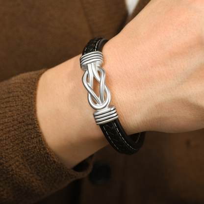 “Mother and Son Forever Linked Together" Braided Leather Bracelet