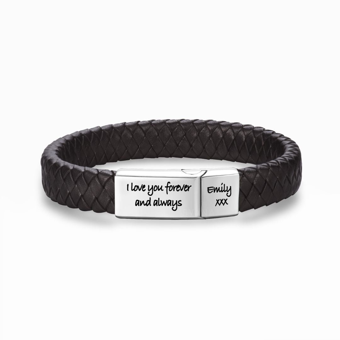 Always Be With You Men’s Personalized Message Bracelet