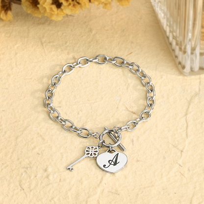 Personalized Initial Engraved Heart Memorial Bracelet