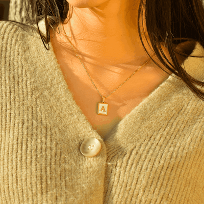 To My Daughter, I'll Always Be With You Opal Initial Necklace