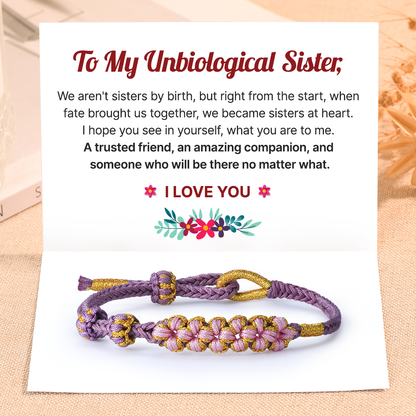 To My Unbiological Sister, I Love You Blossom Knot Bracelet