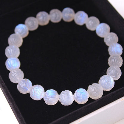 Natural Moonstone Lotus Love Bracelet