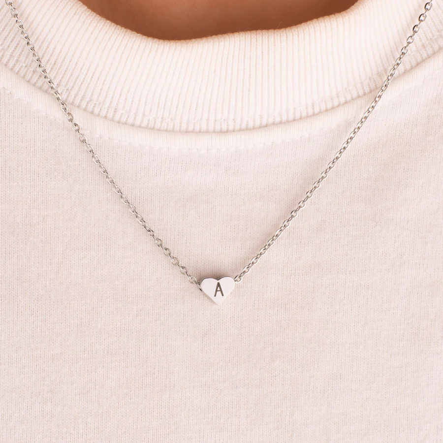 Dainty Heart Initial Necklace-Valentine's Day Or Birthday Gift For Her Him