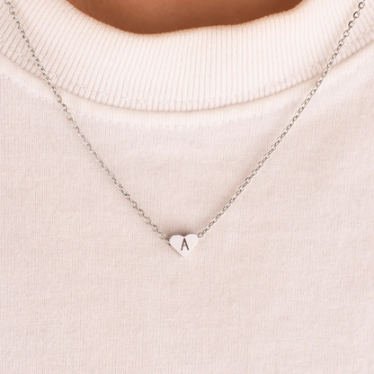 Dainty Heart Initial Necklace-Valentine's Day Or Birthday Gift For Her Him