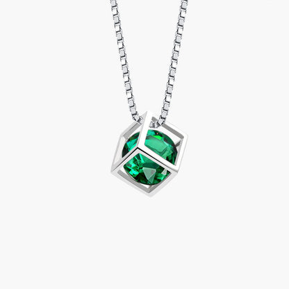 Birthstone Cube Pendant Necklace
