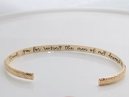 Mother of the Groom Gift - Mother of Groom Bracelet - Hidden Message Bracelet, Thank you for raising the man of my dreams