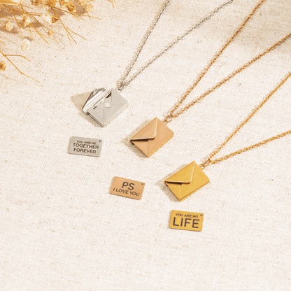 Personalized Memorial Letter Envelope Necklace