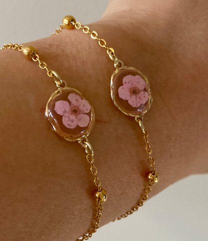 Pulsera de flores secas prensadas