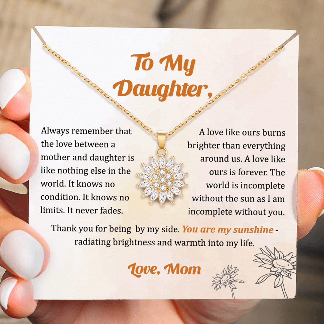 To My Daughter, Sunflower Fidget Necklace + Ring