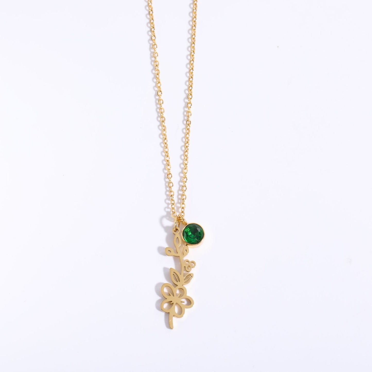 Birthstone Flower Month Clavicle Necklace