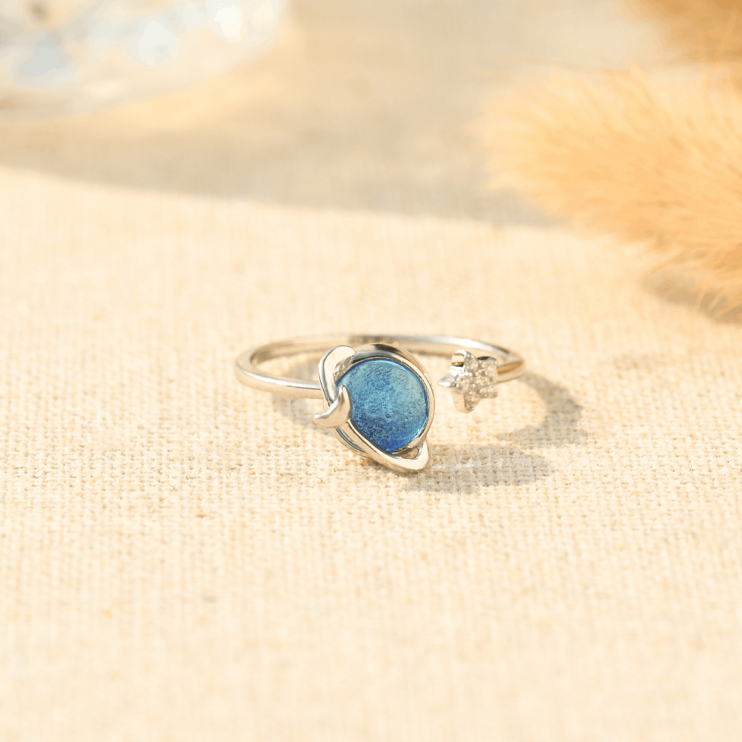 Anillo giratorio para aliviar el estrés, estrella y luna, para mi hija