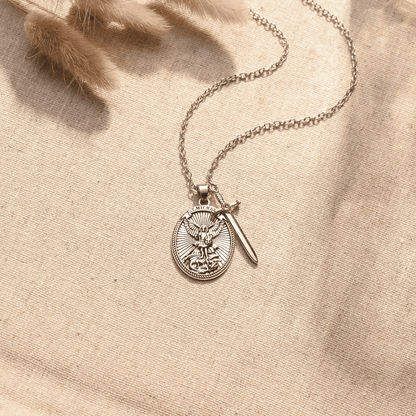 To My Grandson, Pray Through It St. Michael Archangel Necklace