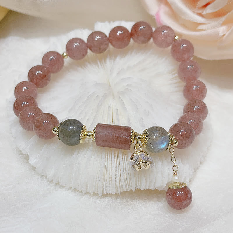 Natural Strawberry Quartz Moonstone Love Bracelet