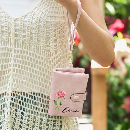 Cartera colorida con flores de nacimiento: regalo de San Valentín o cumpleaños para ella 