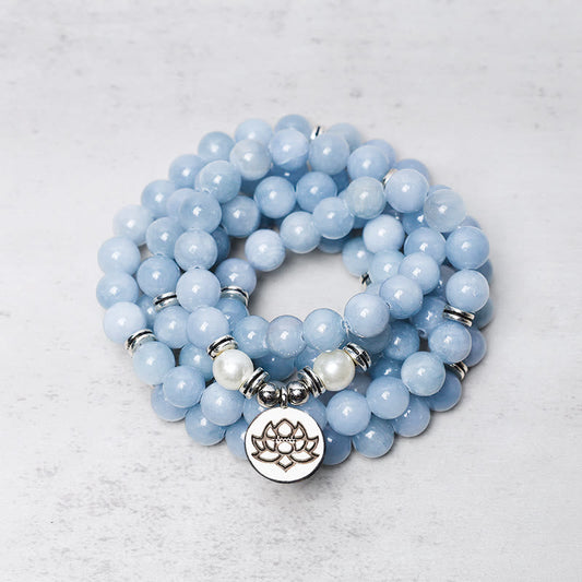 108 Mala Perlen Aquamarin Heilarmband