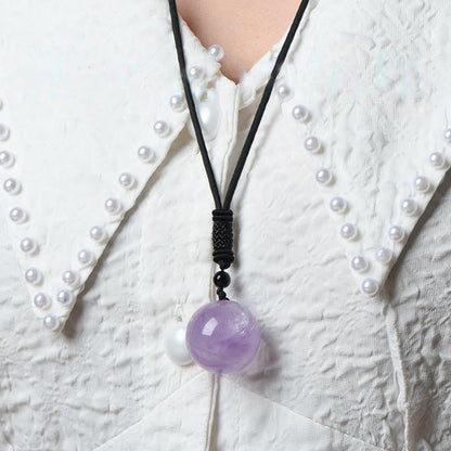 Various Crystal Ball Amethyst Citrine Pink Crystal White Crystal Healing Necklace Pendant