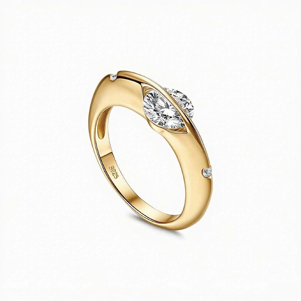18K Gold Stellar Rotatable Diamond S925 Ring For Her/Him