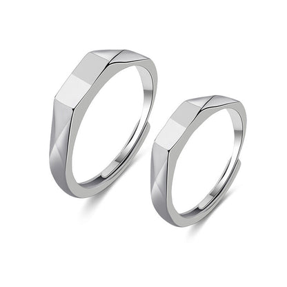 Light Sculpted "I Love You" Couple Rings 925 Sterling Silver