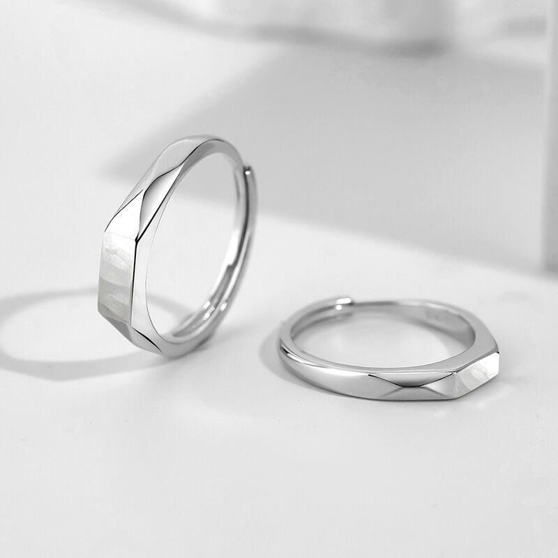 Light Sculpted "I Love You" Couple Rings 925 Sterling Silver