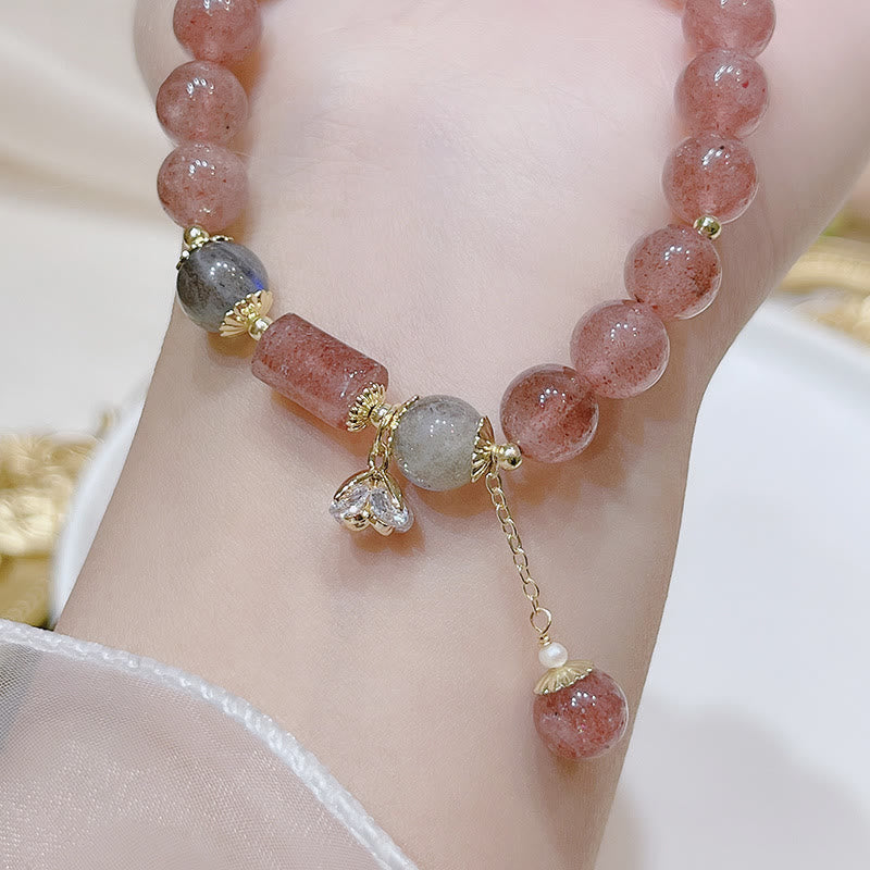 Natural Strawberry Quartz Moonstone Love Bracelet