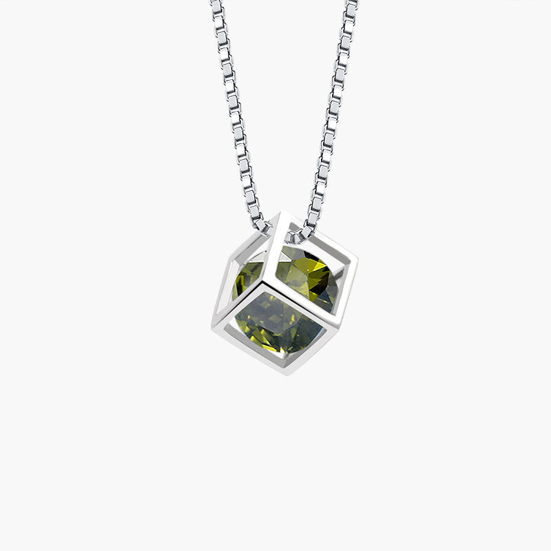 Birthstone Cube Pendant Necklace