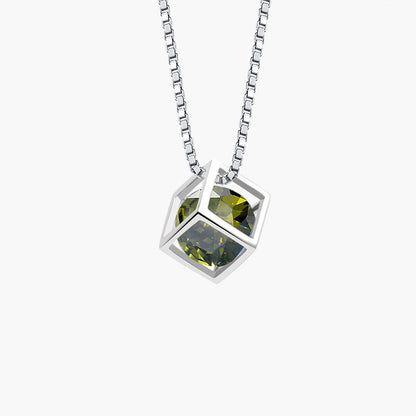 Birthstone Cube Pendant Necklace