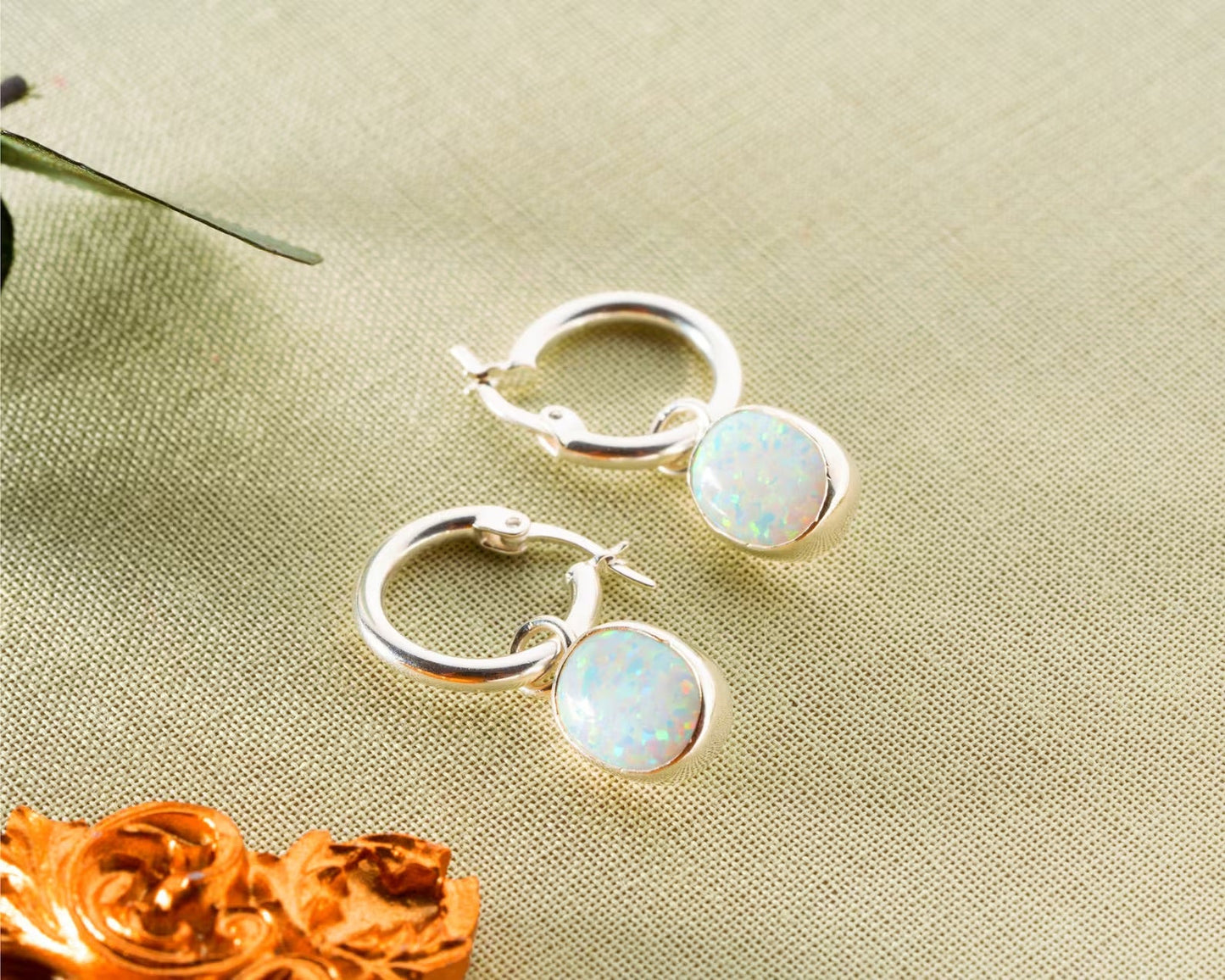 White Opal Earrings