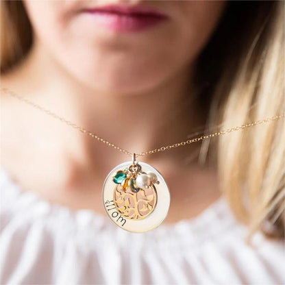 Personalized Family Tree Necklace with Child's Name and Birthstone