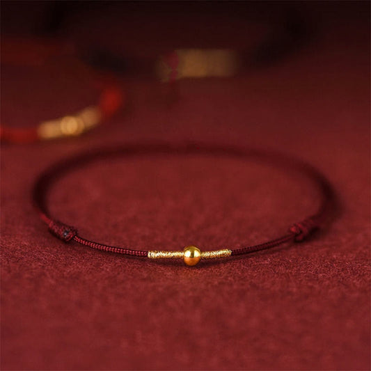 Golden Bead Protection Braided Rope Bracelet Anklet