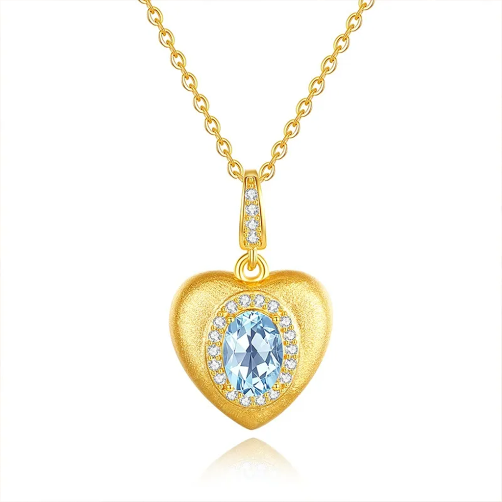 S925 Heart Shaped Gemstone Necklace