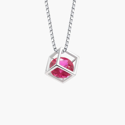Birthstone Cube Pendant Necklace