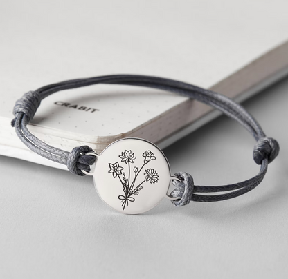 Combined Birth Flower Bracelet, Mom Bracelet, Birth Flower Jewelry