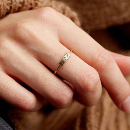 Bar Ring With Engraved Date