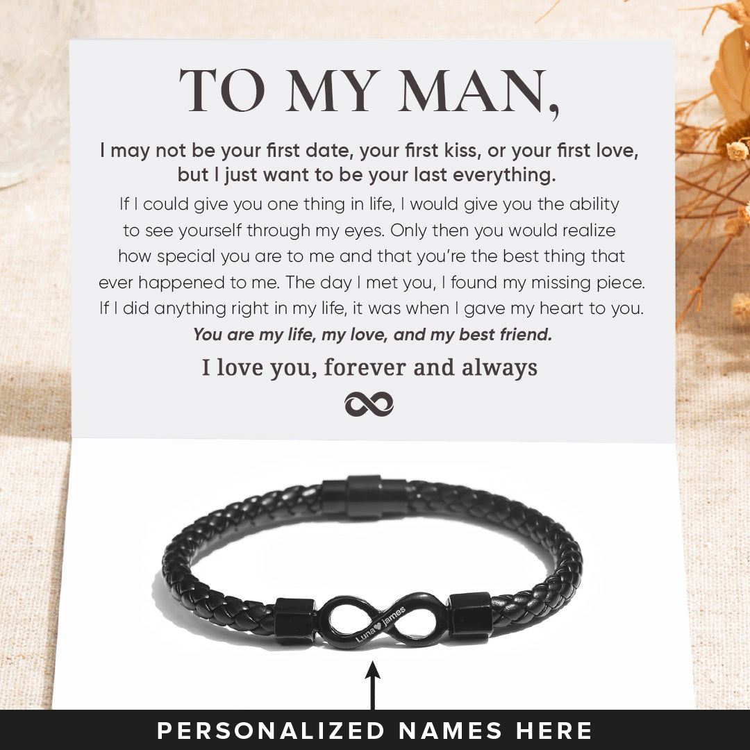 To My Man Forever & Always Personalized Dual Name Infinity Bracelet