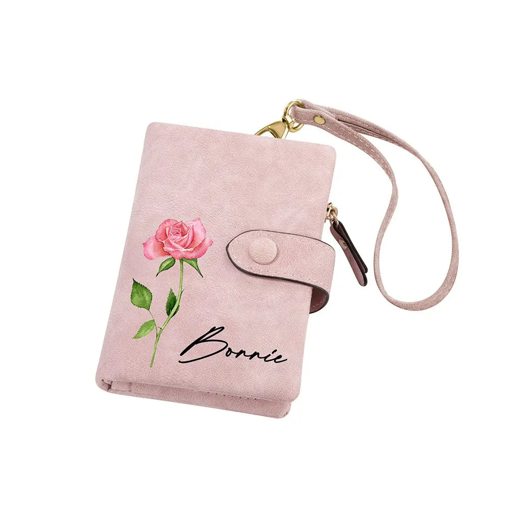 Cartera colorida con flores de nacimiento: regalo de San Valentín o cumpleaños para ella 