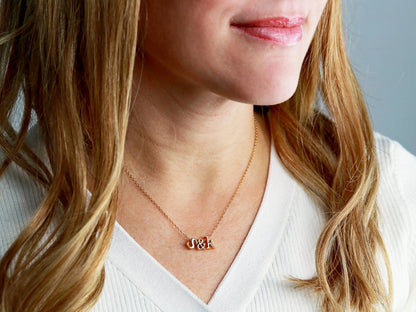 Initials Necklace Ampersand Or Heart Letter Necklace