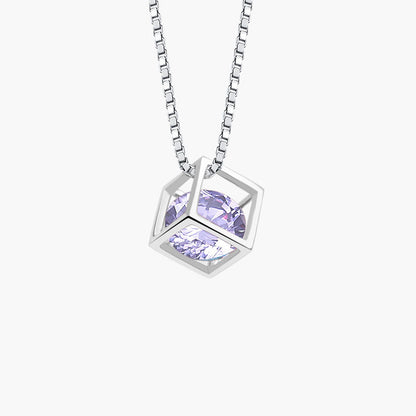 Birthstone Cube Pendant Necklace